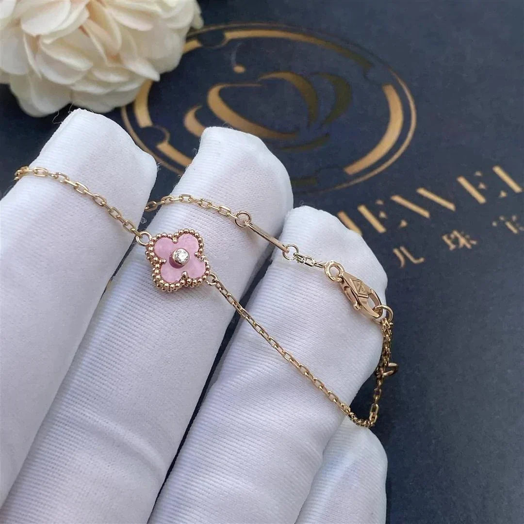 Clover Single Pink Flower Bracelet – LUX VERSE Luxury Designer Fashion Outlet