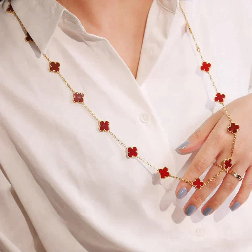 Clover 20 Motifs Carnelian Necklace – LUX VERSE Luxury Designer Fashion Outlet