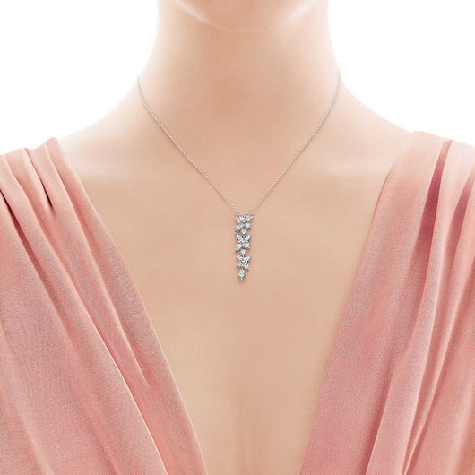 MIXED CLUSTER DIAMOND DROP PENDANT - LUX VERSE - Luxury designer fashion outlet