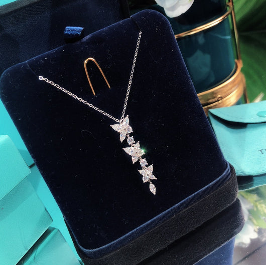 MIXED CLUSTER DIAMOND DROP PENDANT - LUX VERSE - Luxury designer fashion outlet