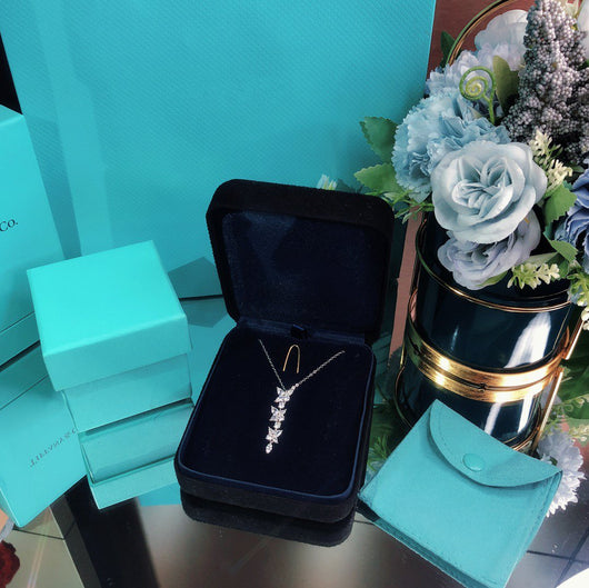 MIXED CLUSTER DIAMOND DROP PENDANT - LUX VERSE - Luxury designer fashion outlet
