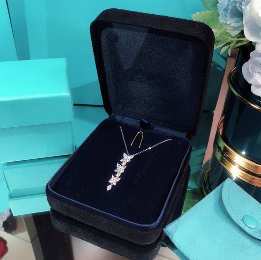 MIXED CLUSTER DIAMOND DROP PENDANT - LUX VERSE - Luxury designer fashion outlet