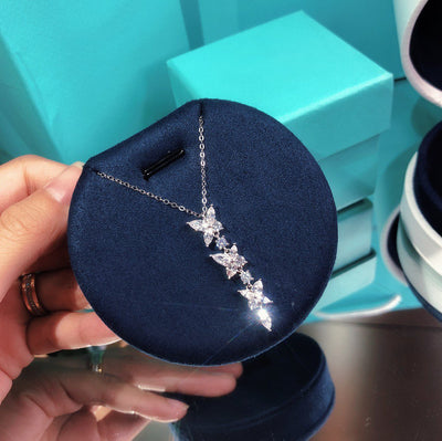 MIXED CLUSTER DIAMOND DROP PENDANT - LUX VERSE - Luxury designer fashion outlet