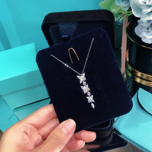 MIXED CLUSTER DIAMOND DROP PENDANT - LUX VERSE - Luxury designer fashion outlet