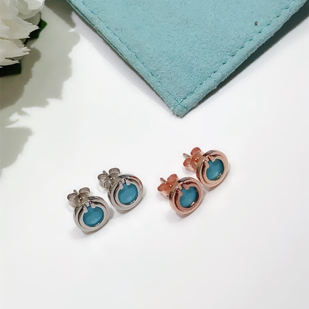 Turquoise Circle White Gold Earrings – LUX VERSE Luxury Designer Fashion Outlet