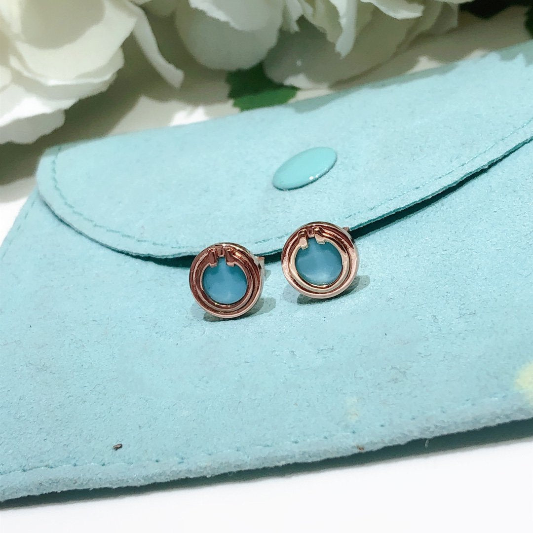 Turquoise Circle White Gold Earrings – LUX VERSE Luxury Designer Fashion Outlet