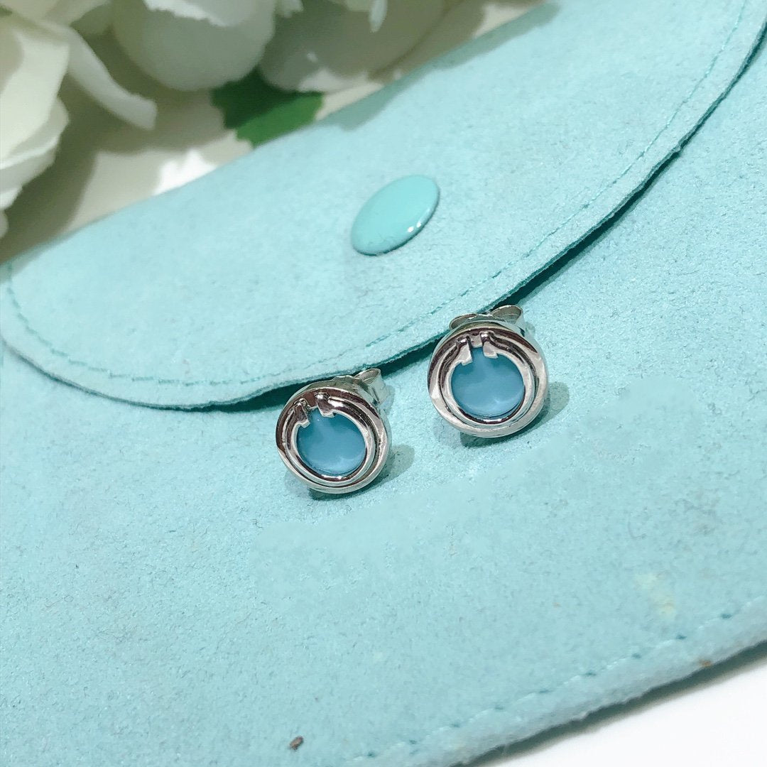 Turquoise Circle White Gold Earrings – LUX VERSE Luxury Designer Fashion Outlet