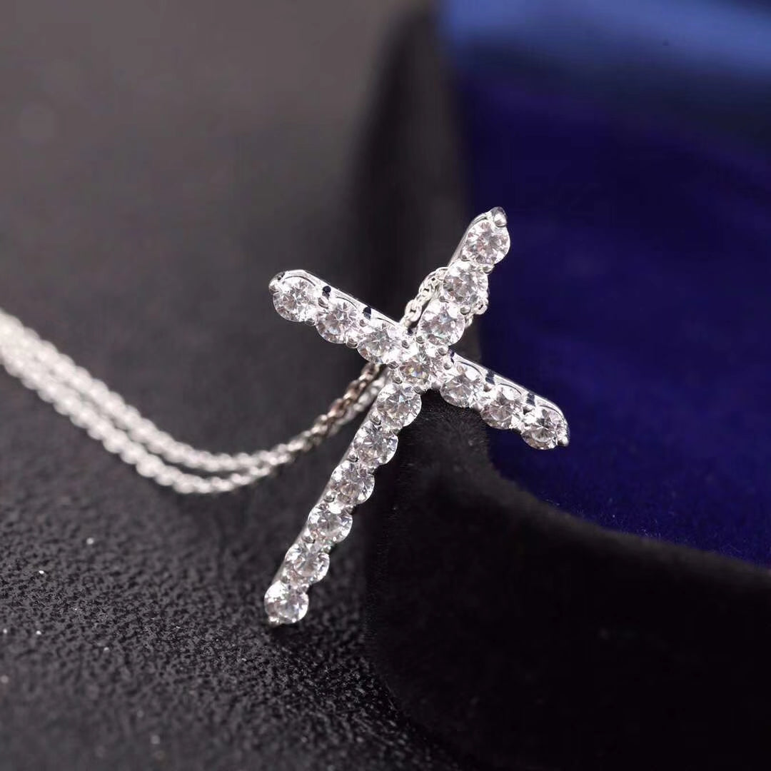 Moissanite Stone Cross Pendant Necklace Simulated Diamond Cross Choker – LUX VERSE Luxury Designer Fashion Outlet