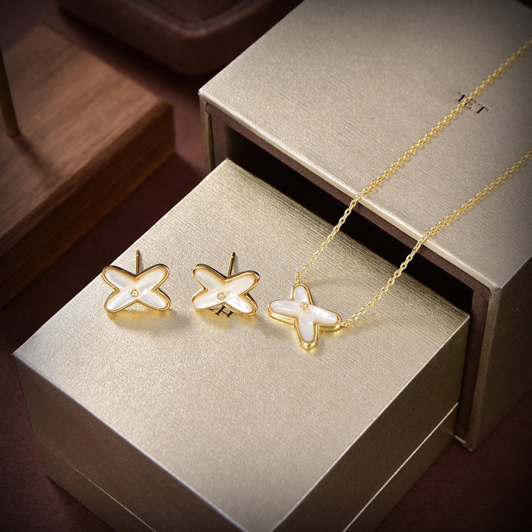 Jeux De White Mop Gold Diamond Earrings – LUX VERSE Luxury Designer Fashion Outlet