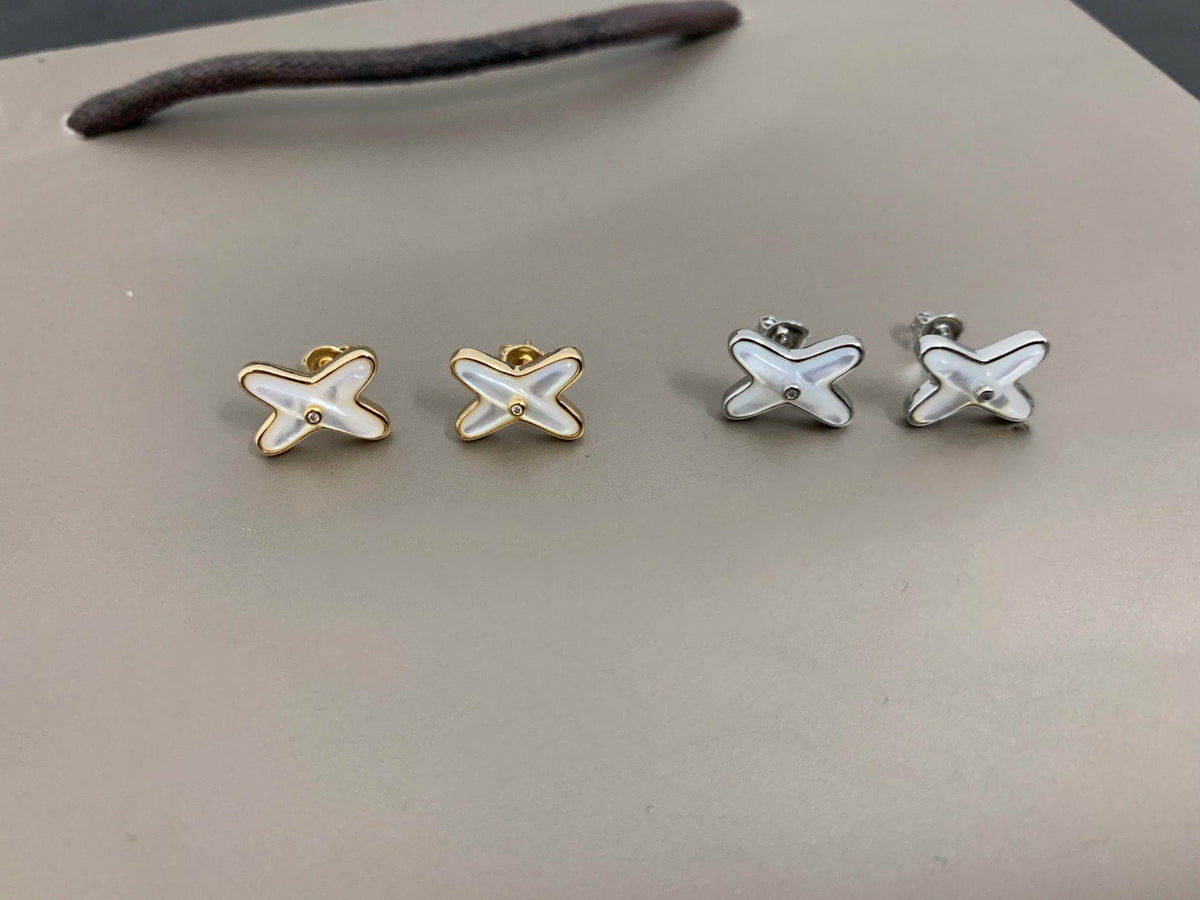 Jeux De White Mop Silver Diamond Earrings – LUX VERSE Luxury Designer Fashion Outlet
