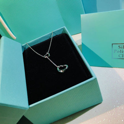 OPEN HEART LARIAT NECKLACE SILVER - LUX VERSE - Luxury designer fashion outlet