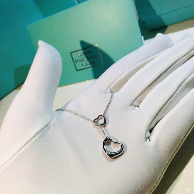 OPEN HEART LARIAT NECKLACE SILVER - LUX VERSE - Luxury designer fashion outlet