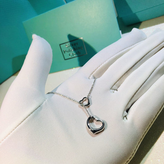 OPEN HEART LARIAT NECKLACE SILVER - LUX VERSE - Luxury designer fashion outlet