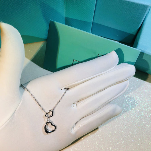OPEN HEART LARIAT NECKLACE SILVER - LUX VERSE - Luxury designer fashion outlet