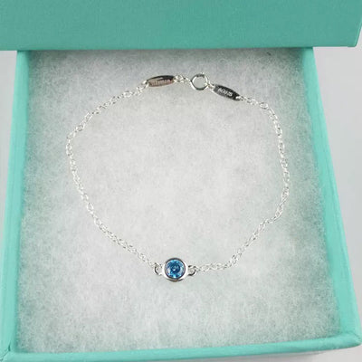 DIAMOND STERLING SILVER AQUAMARINE BUBBLE BRACELET - LUX VERSE - Luxury designer fashion outlet