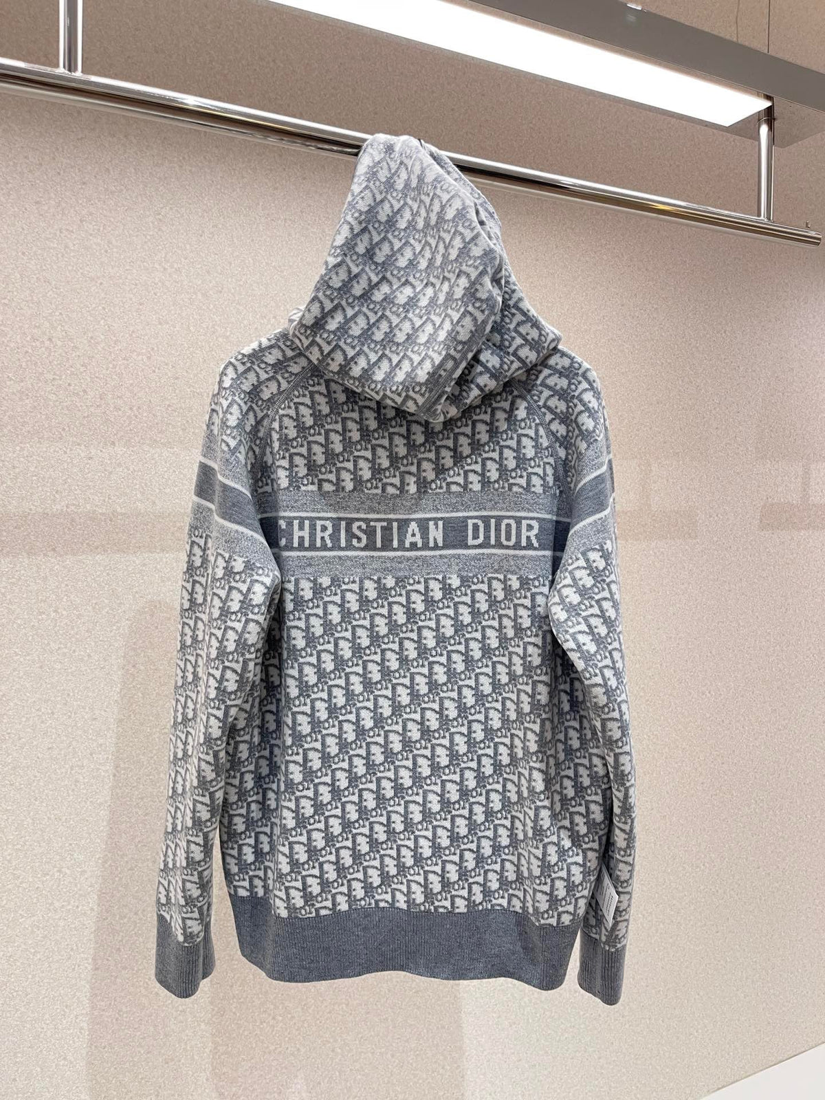 Marineblaues Jacquard-Monogramm-Panel-Rundhals-Sweatshirt – Herren