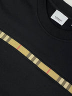 Rundhals-Sweater aus schwarzer Baumwolle mit Karostreifen – Herren