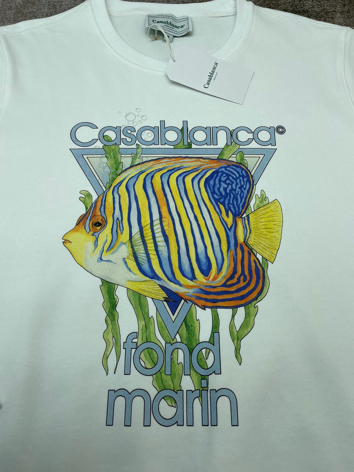 Green Cotton Marine Graphic Crewneck - Men's