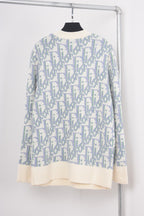 Blue Jacquard Monogram Crewneck - Men's