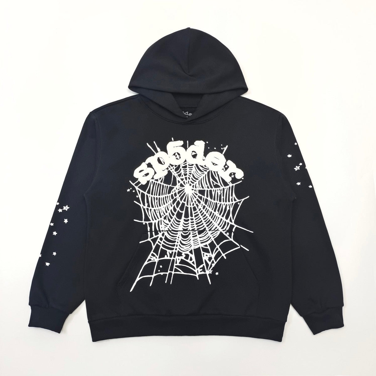 Black Cotton Web Graphic Pullover - Men's