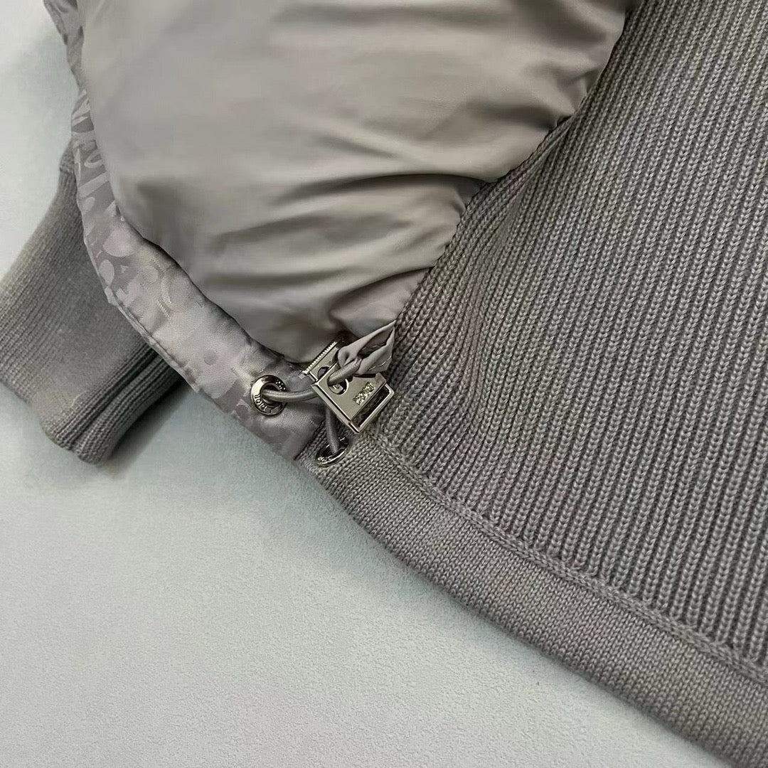 Marineblau Nylonstrickärmel Gesteppt - Herren