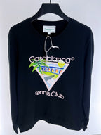 Marineblaues Baumwoll-Sweatshirt mit Palmen-Grafik – Herren