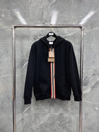 Navy Cotton Striped Placket Zip-Through - Men's