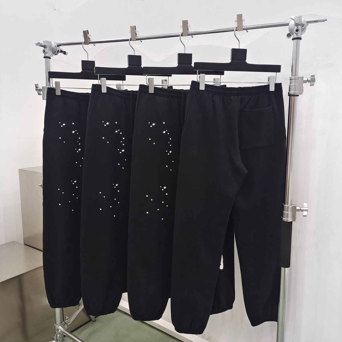 Black Cotton Graphic Joggers - Men's
