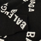 Schwarzes Jacquard-Rundhals-Sweatshirt mit Text-Print – Herren