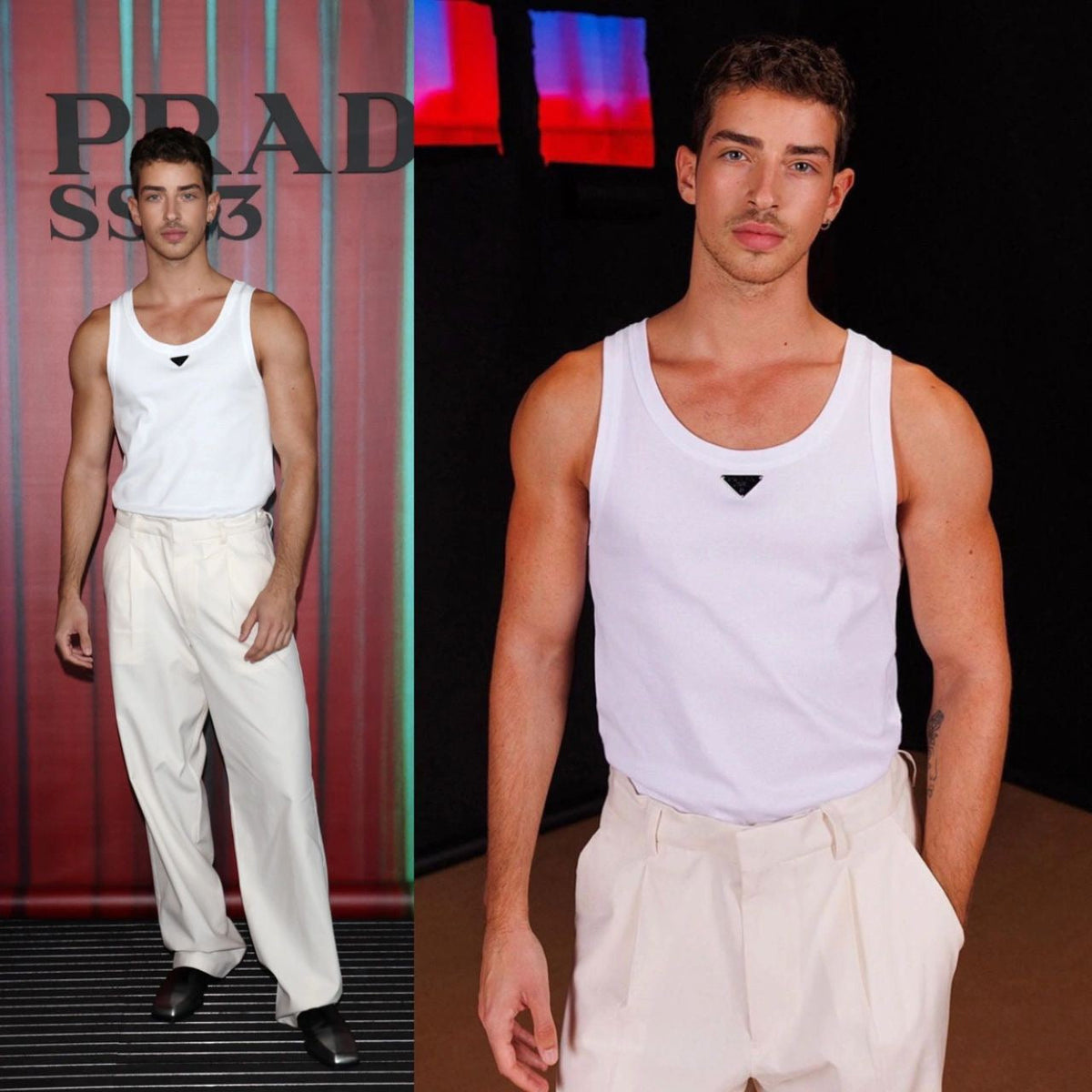 Schwarz-weißes Tanktop – Herren