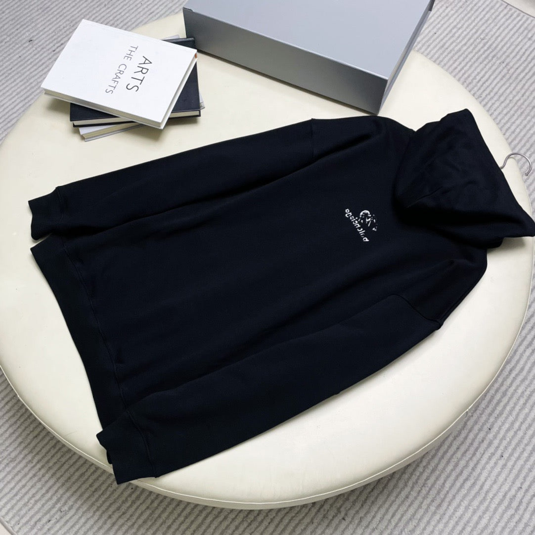 Schwarzer Baumwollpullover mit Ton-in-Ton-Muster – Herren