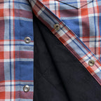 Blaues Flanell-Langarmshirt mit Print auf den Ärmeln – Herren