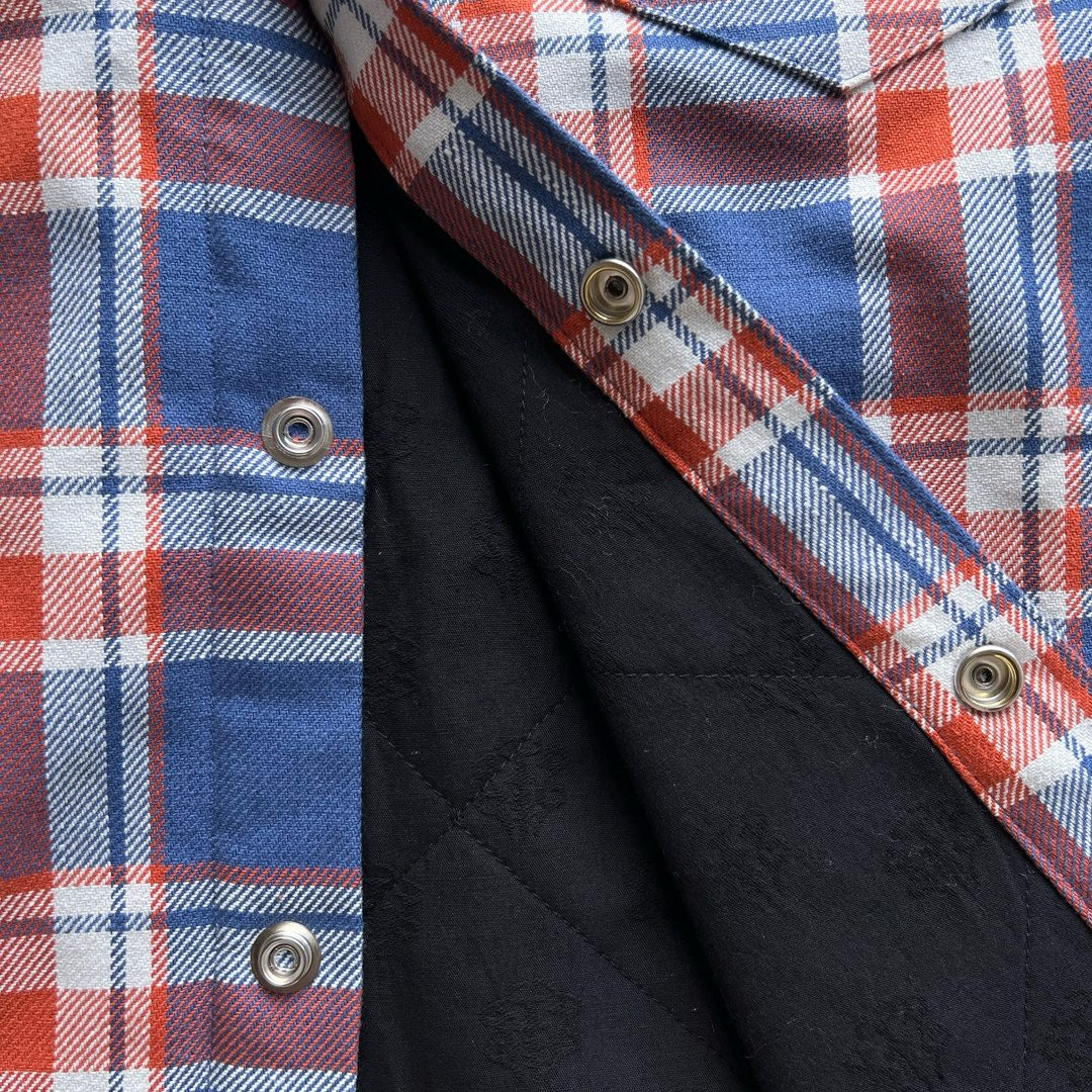 Blaues Flanell-Langarmshirt mit Print auf den Ärmeln – Herren