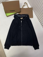 Navyfarbene Baumwoll-Zip-Jacke mit Logo – Herren