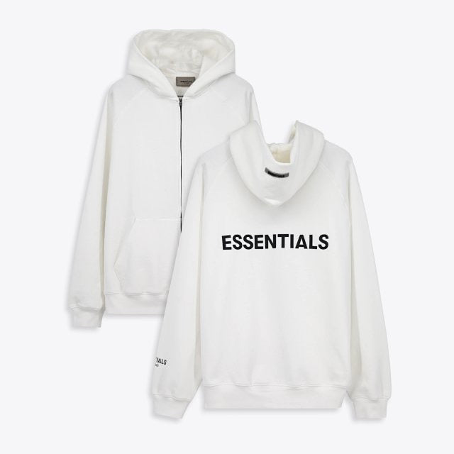 White Cotton Logo Zip-Through - Men's