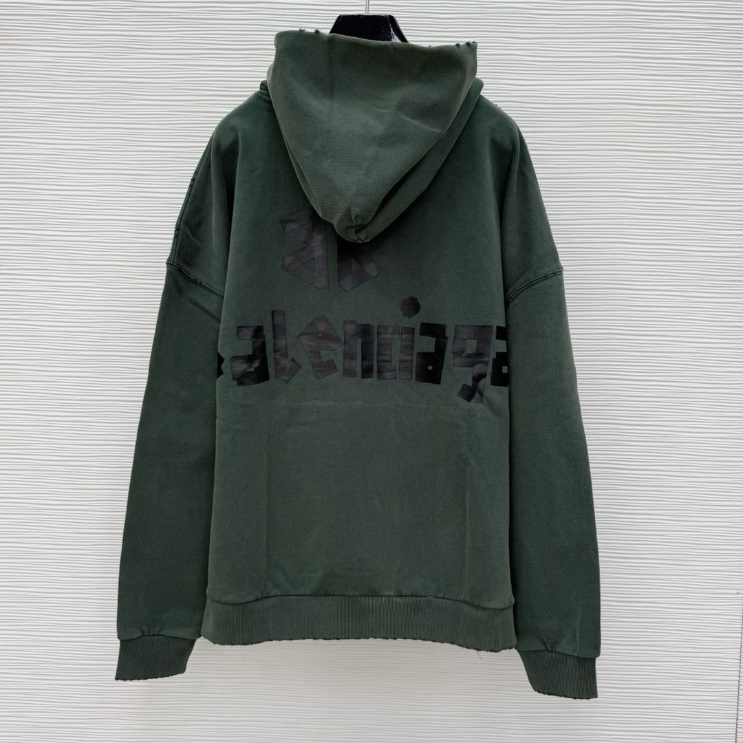 Green Cotton Text Logo Pullover - Herren