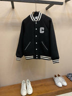 Varsity-Jacke aus schwarzer Wolle – Herren