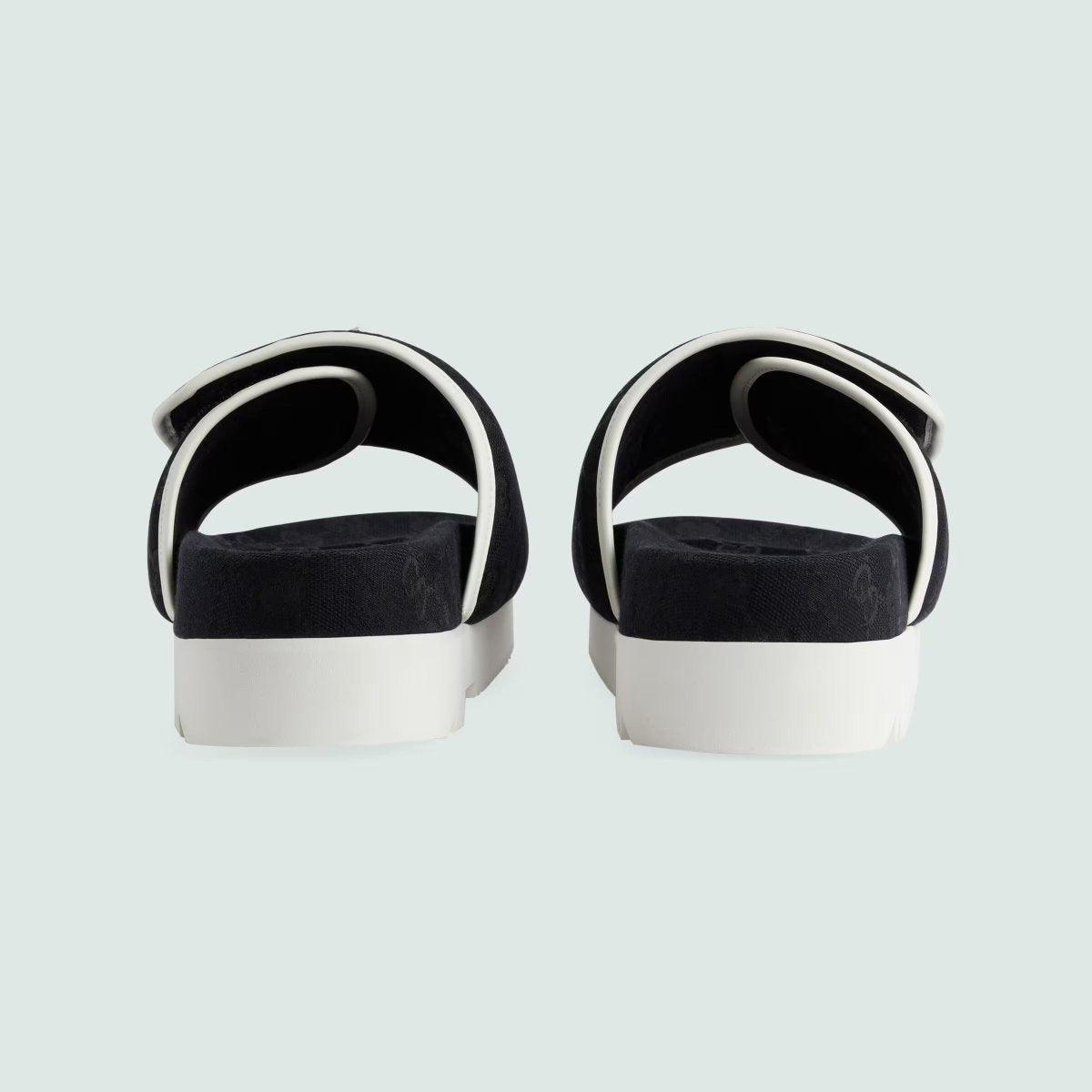 men's slide sandal – this slide sandal features a Demetra Trefoil patch – LUX VERSE Luxury Designer Fashion Outlet