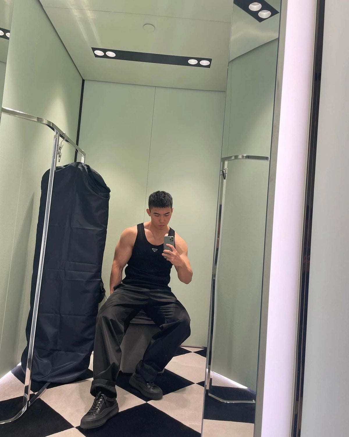 Schwarz-weißes Tanktop – Herren