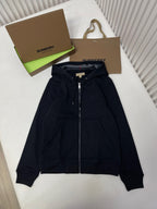 Navyfarbene Baumwoll-Zip-Jacke mit Logo – Herren