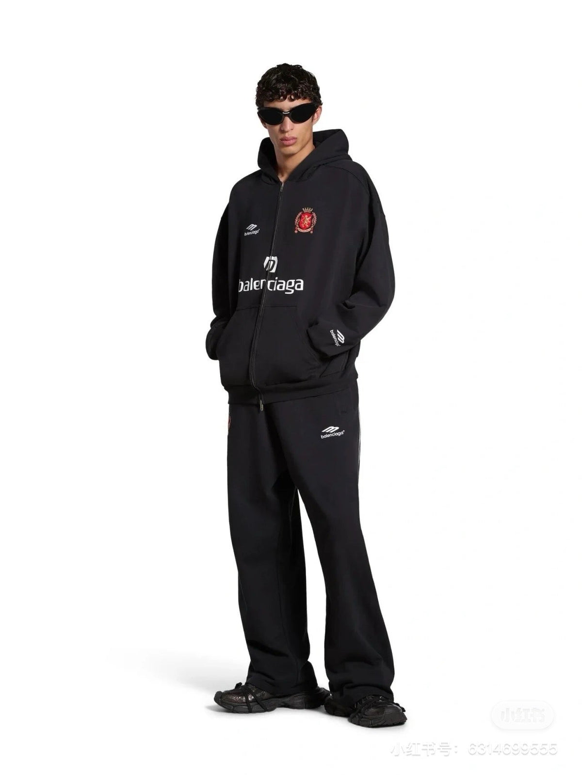 Schwarze Baumwoll-Sweatjacke mit Grafik – Herren
