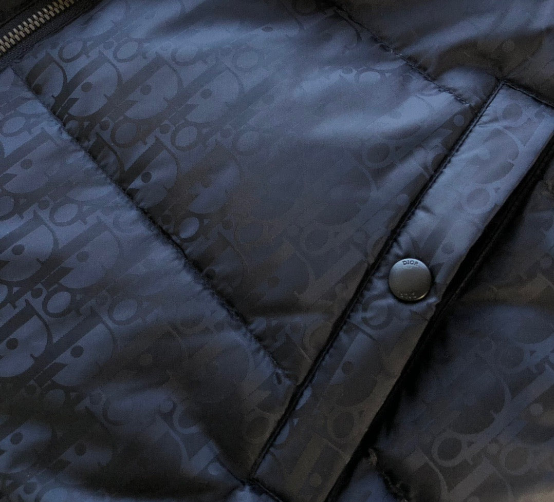 Dunkelblaue und schwarze Pufferjacke – Herren