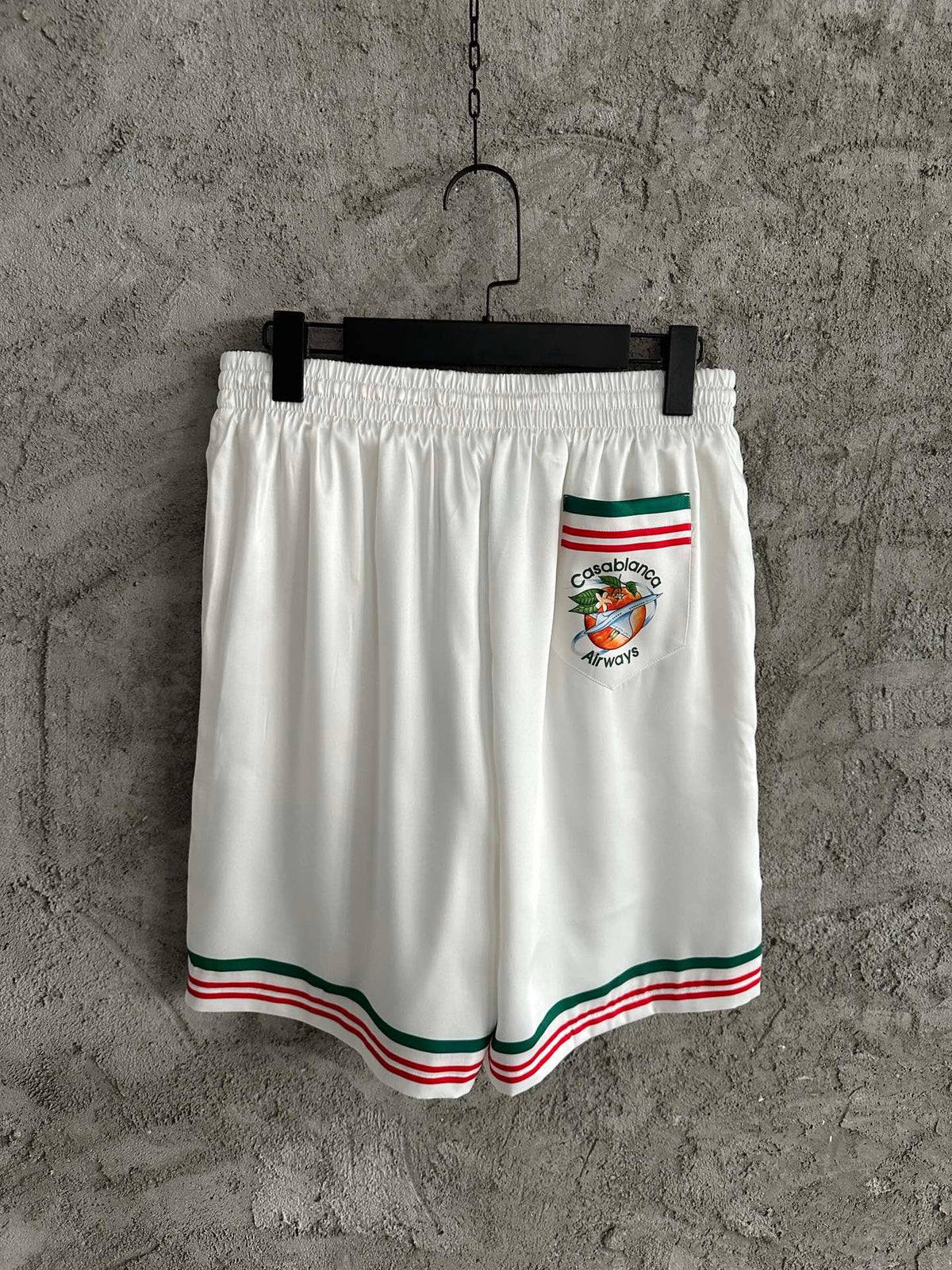White Cotton Web Stripe Drawstring - Men's