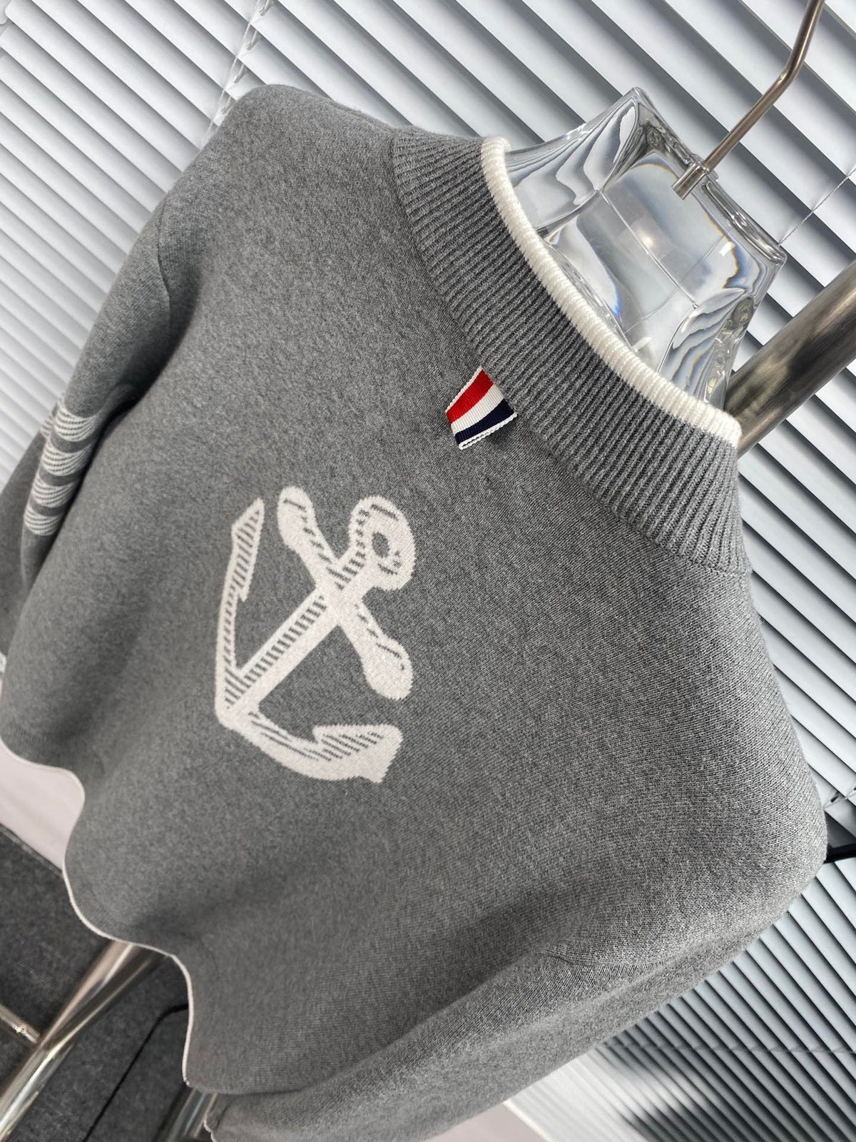 Marineblaue Strickjacke aus Wolle mit vier Streifen – Herren