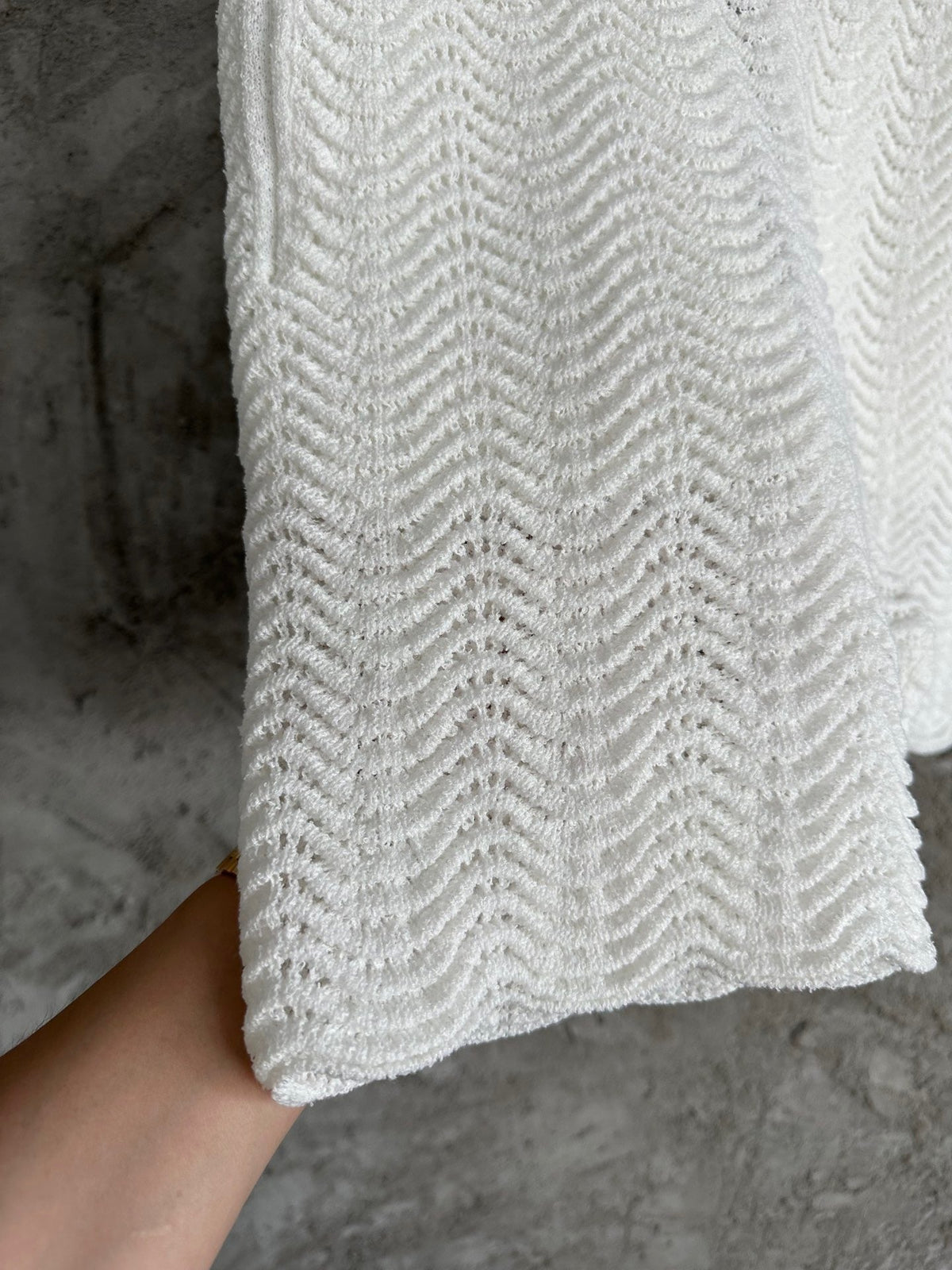 White Knit Crochet Drawstring - Men's