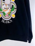 Marineblaues Baumwoll-Sweatshirt mit Emblem-Grafik – Herren