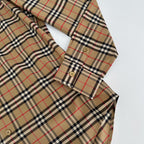 Beige Baumwoll-Langarmshirt mit Vintage Check – Herren