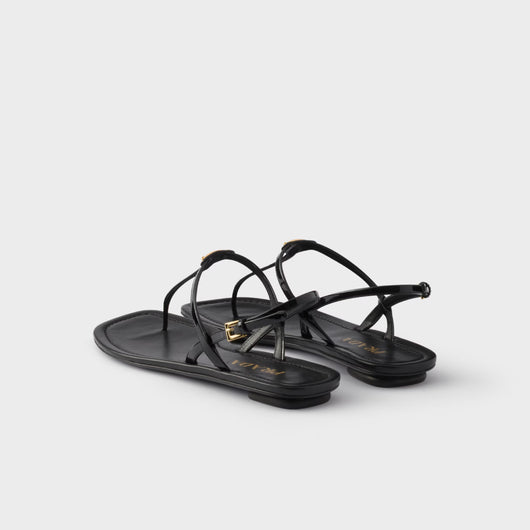 Patent leather thong sandals
