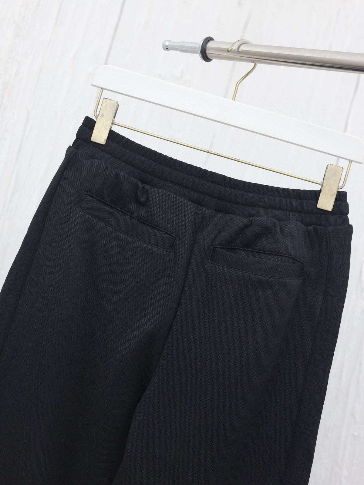 Black Cotton Elasticated Straight - Men's