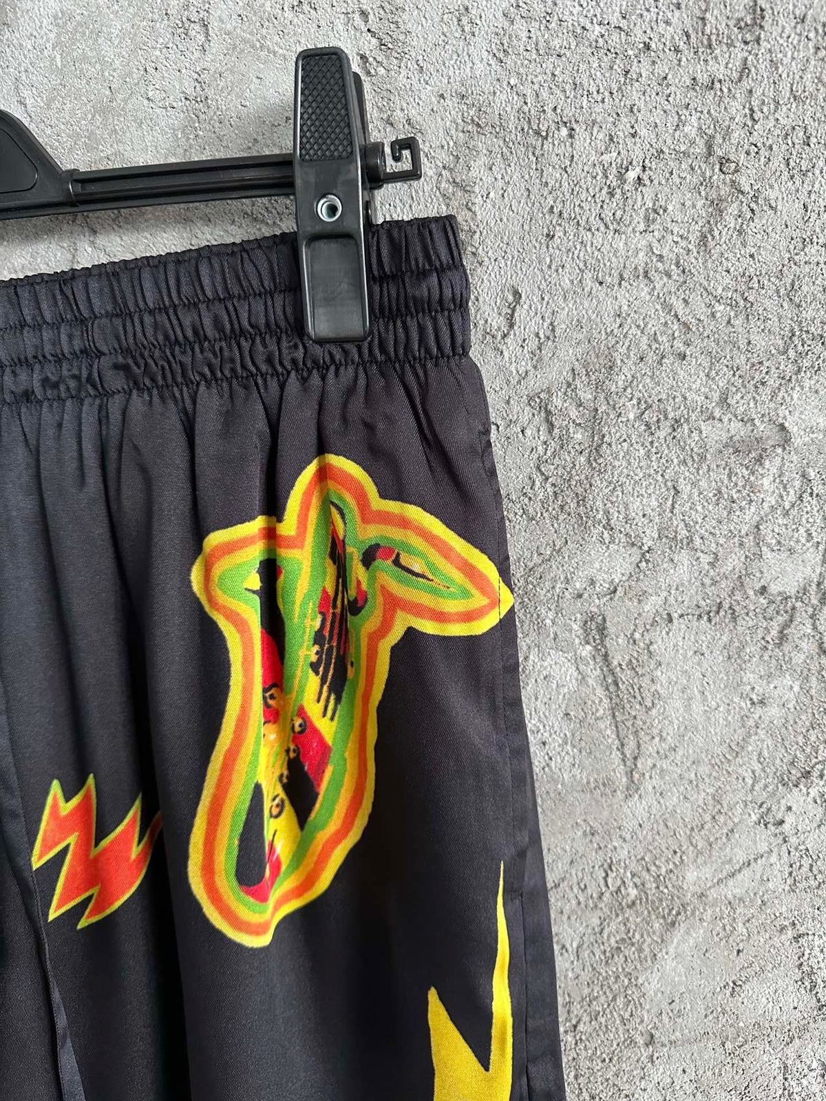 Black Graphic Print Silk Shorts - Men's